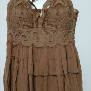 Vintage Emmie Brown Lace Shirt Size LG